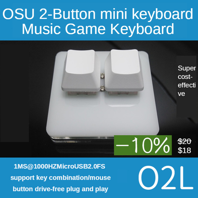 O2l osu mini teclado para jogos, 1000hz, 2 teclas mecânicas